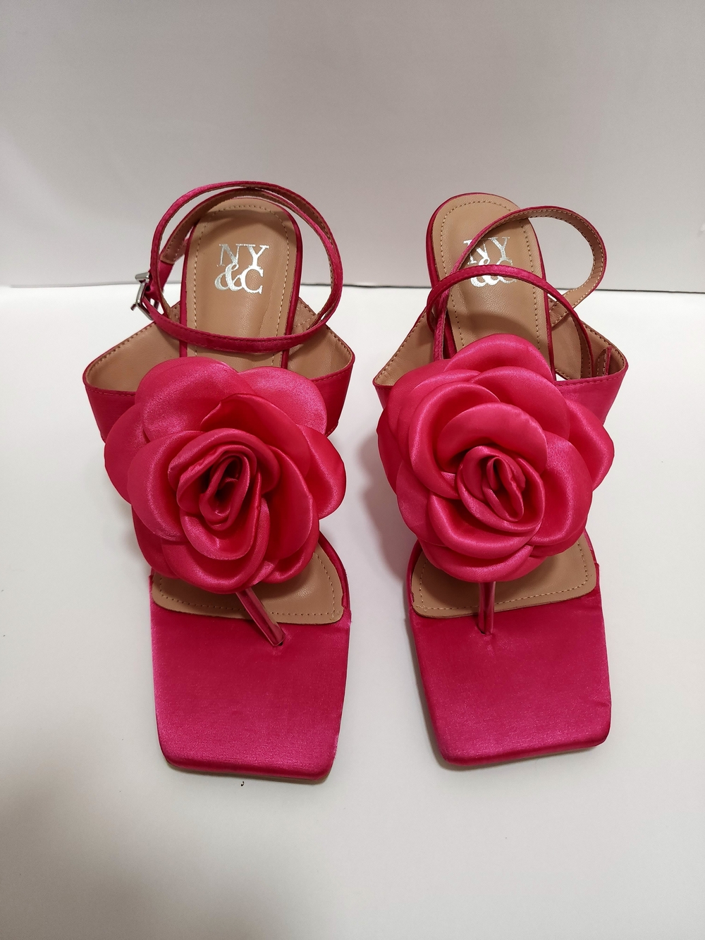 New York & Company Bright Pink Rose Toe-Post Heels